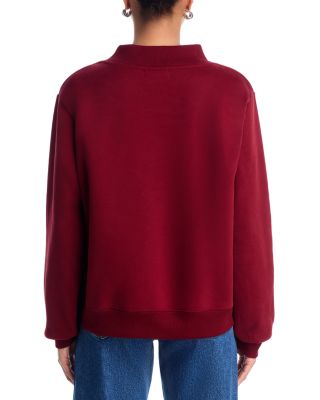 Maroon White Varsity Mock Neck Sweatshirt