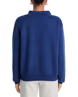 Denim White Varsity Mock Neck Sweatshirt