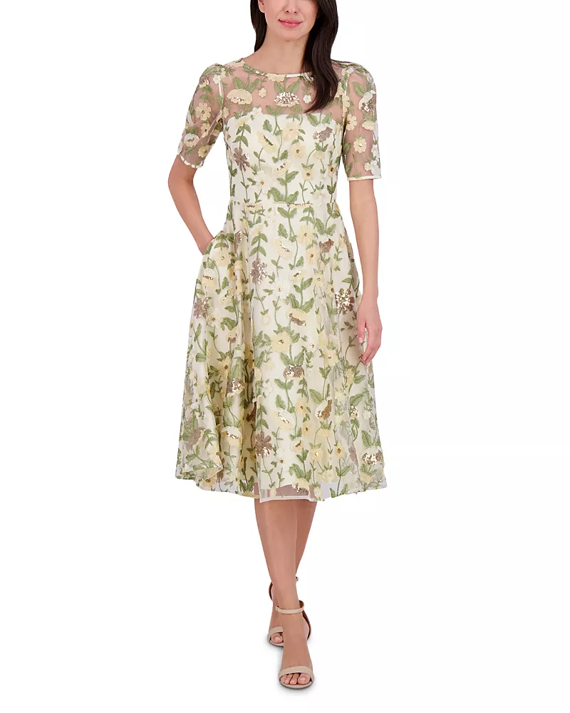 Eliza J Short Dress with Illusion Yoke
