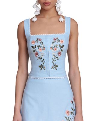 Embroidered Top & Embroidered Mini Skirt