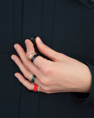 18K Rose Gold Berbere Diamond & Red Lacquer Double Band