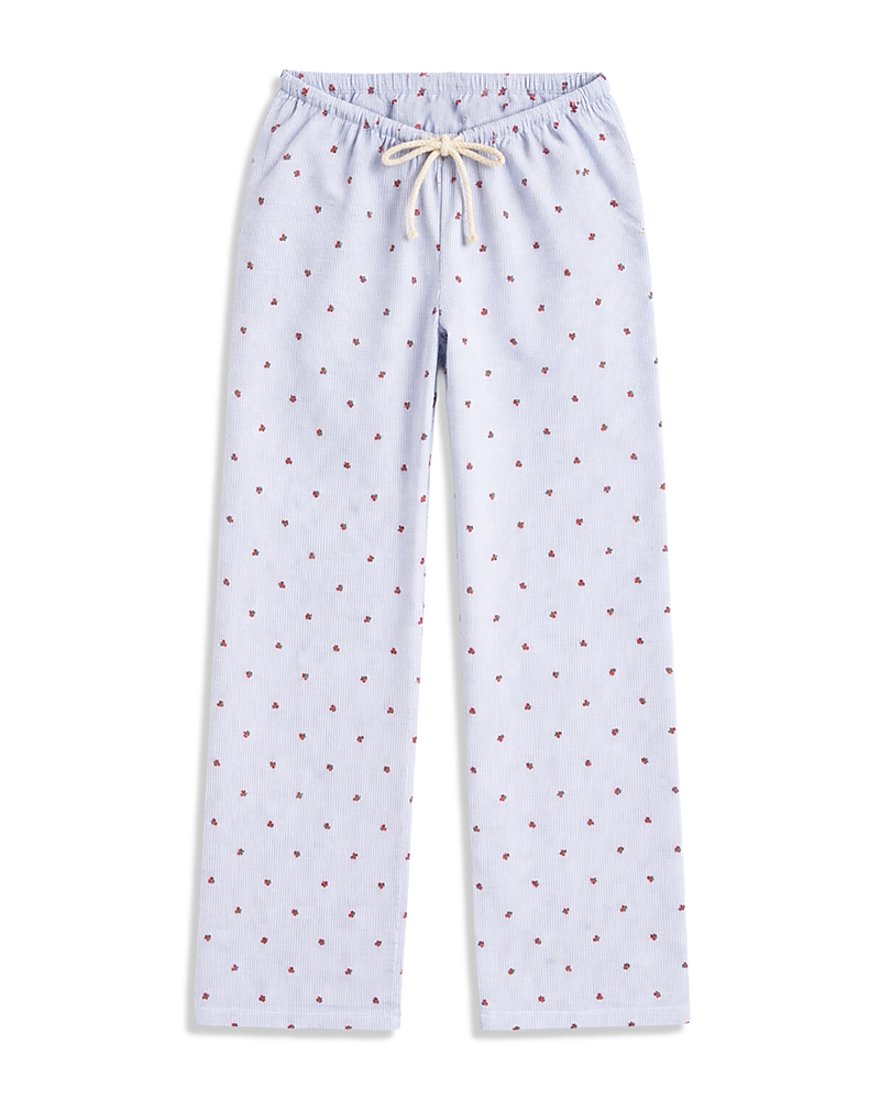 KatieJnyc Girls' Tween Capri Cherry Seersucker Striped Pants - Big Kid