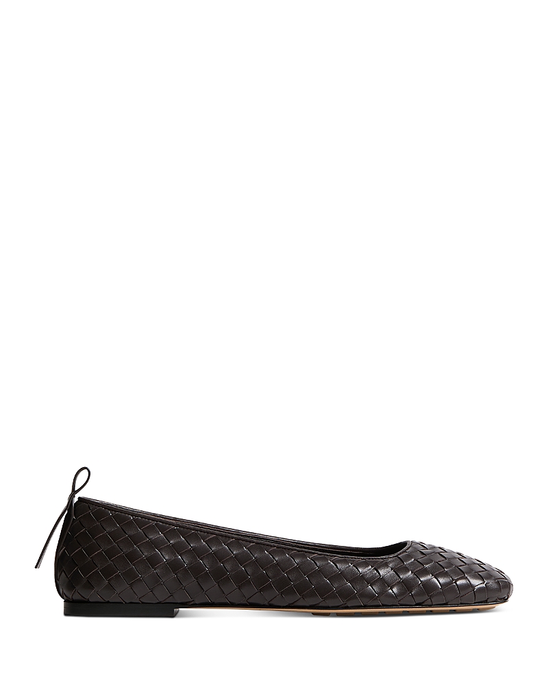 Bottega Veneta Women's Silenzio Dark Brown Woven Leather Loafers