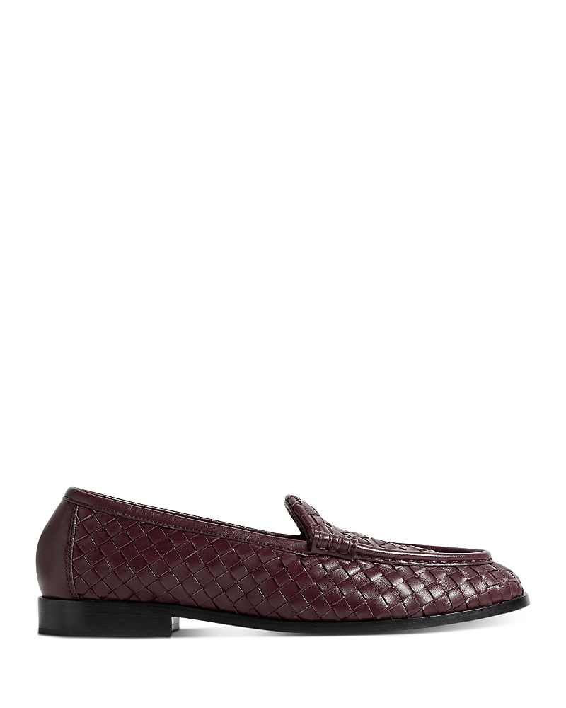 Bottega Veneta Women's Silenzio Brown Woven Leather Loafers