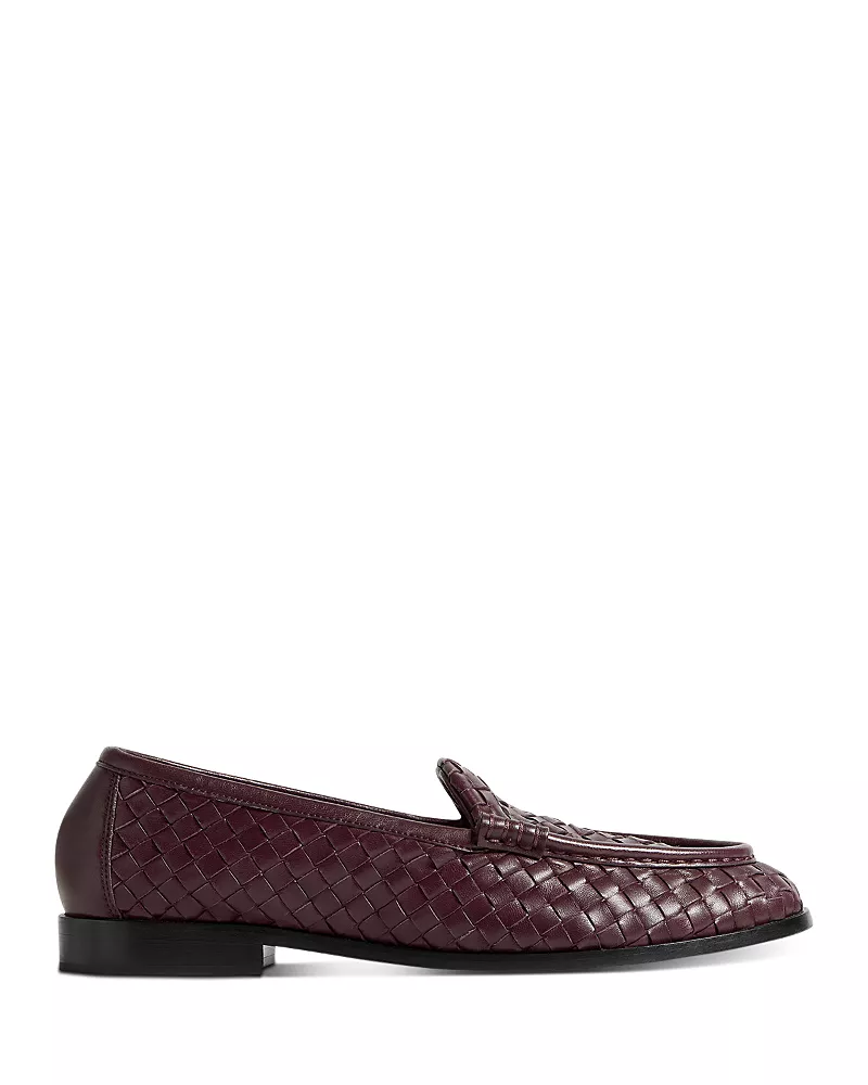 Bottega Veneta Women's Silenzio Brown Woven Leather Loafers