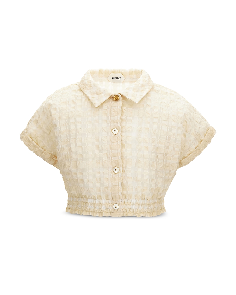 Versace Girls' Organza Check Cloque Informal Shirt - Little Kid, Big Kid