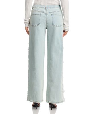 Esme High Rise 3D Lace Combo Jeans in Ice Blue/White