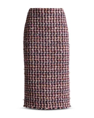 Houndstooth Tweed Pencil Skirt