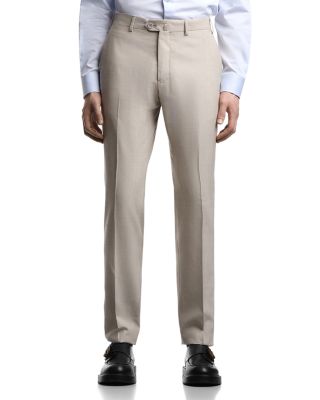 Wool, Silk & Linen Flat Front Trousers