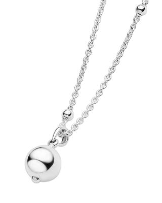 Sterling Silver Caviar Bubbly Polished Bead Pendant Necklace, 16-18"