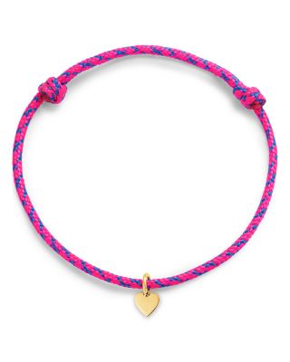14K Yellow Gold Paracord Midi Bitty Heart Charm Cord Bracelet