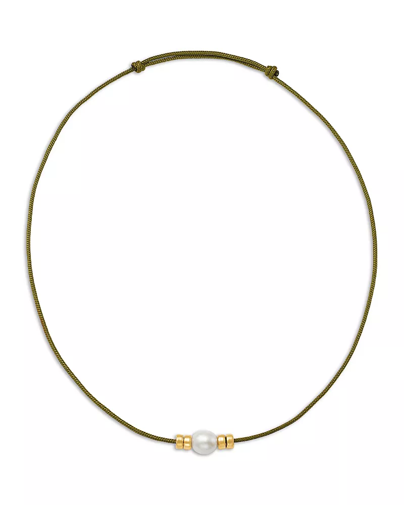 Zoe Chicco 14K Yellow Gold Paracord Cultured Freshwater Baroque Pearl & Rondelle Collar Necklace, 12