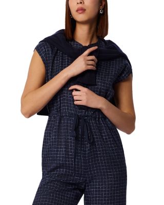 Grid Print Sleeveless Jumpsuit 