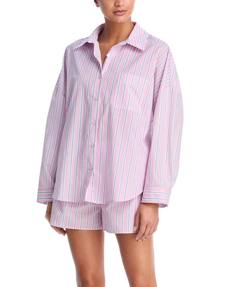 Aqua Striped Long Sleeve Short Pajama Set - Exclusive