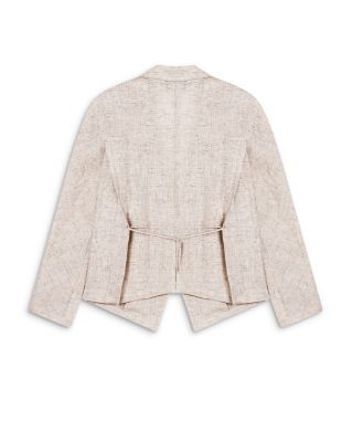 Mixed Linen Chambray Tie Detail Blazer