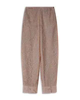 Metallic Floral Embroidered Tulle Pants