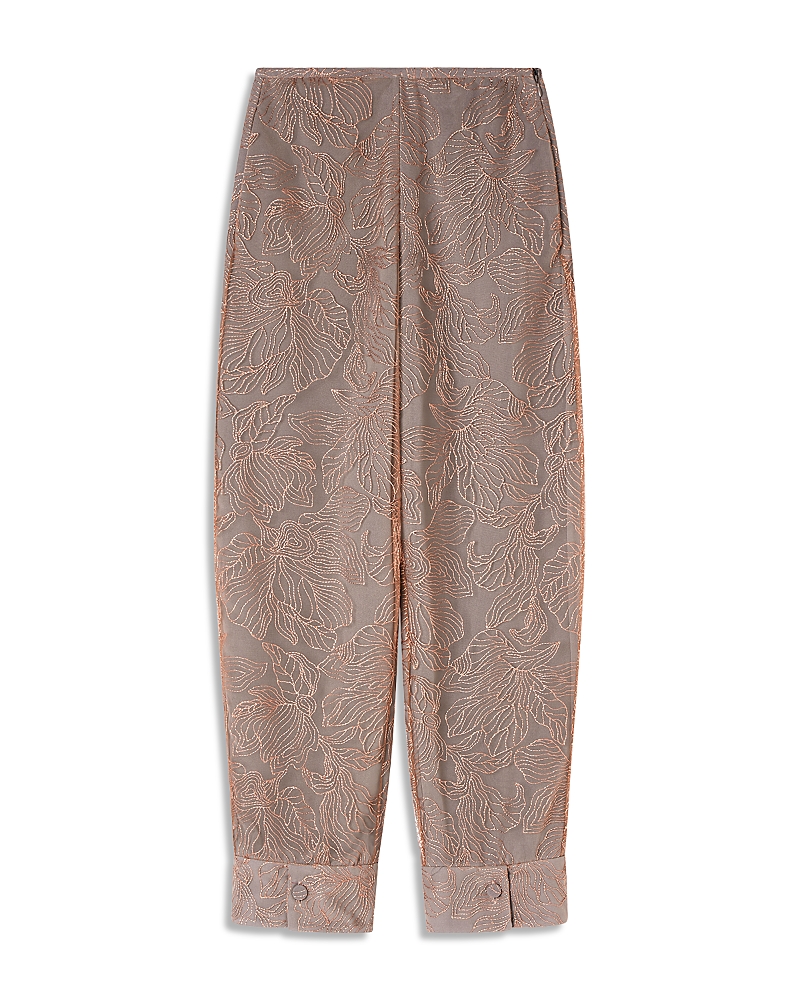 Emporio Armani Metallic Floral Embroidered Tulle Pants