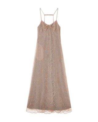 Metallic Floral Embroidered Tulle Gown