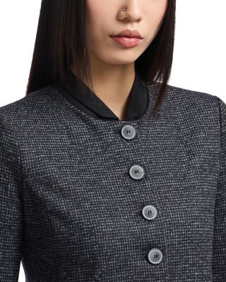Micro Houndstooth Back Pleat Blazer