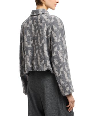 Geometric Jacquard Bubble Hem Jacket