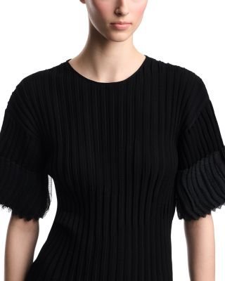 Rib Knit Ruffle Motif Top 