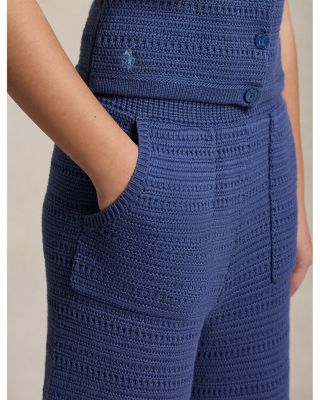 Girls' Crocheted Cotton Sweater Top & Pants Set - Big Kid