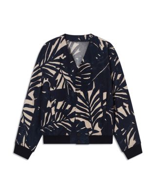 Blouson Palm Leaf Linen Blend Jacket