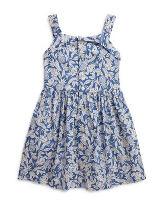 Girls' Pineapple Print Smocked Cotton Dress - Little Kid