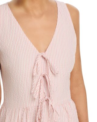 Stripe Poplin Front Tie Mini Dress - Exclusive