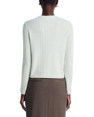 Ribbed Cable Knit Cashmere Cardigan Sweater
