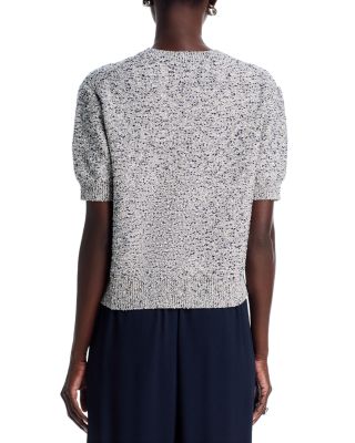 Cropped Tweed Short Sleeve Sweater