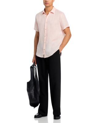 Short Sleeve Linen Shirt in Soft Peach - Exclusive