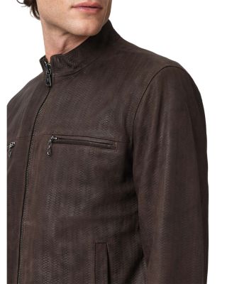Damien Plated Leather Cafe Racer Jacket