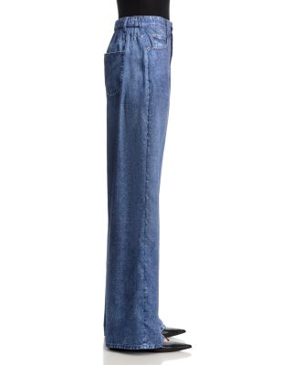 Sage Denim Print Satin Pants