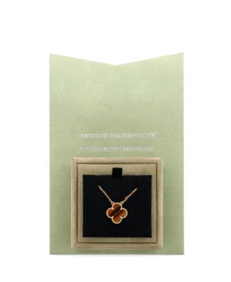  Vintage Alhambra Pendant Necklace 18K Gold and Tiger Eye, 16.5"