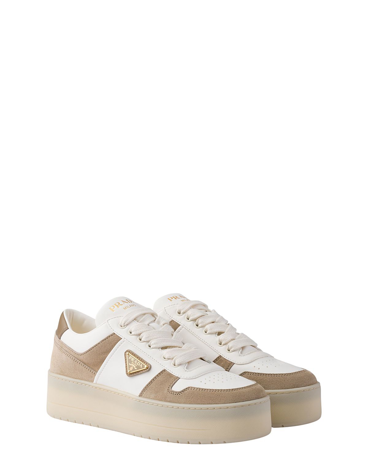 Prada Women's Downtown Bold Nappa Leather and Suede Sneakers