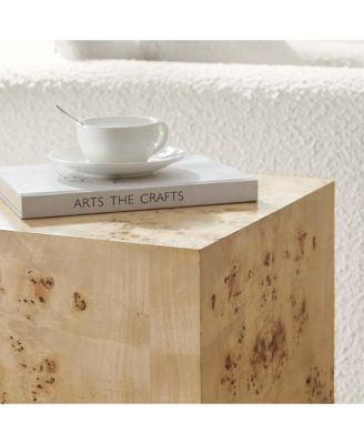 Cosmos 16" Square Burl Wood Side Table