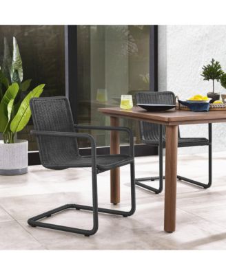 Abacus Outdoor Patio Wicker Dining Chairs, Set of 2