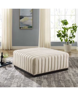 Conjure Channel Tufted Upholstered Fabric Ottoman