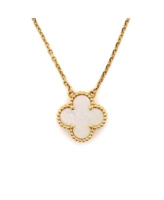  Vintage Alhambra Pendant Necklace 18K Gold and Mother of Pearl, 16.25"