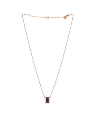  B.Zero1 Pendant Necklace 18K Rose Gold and Ceramic with Diamonds, 18"