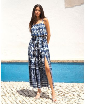  Jenni Tiered Belted Smock Waist Skirt