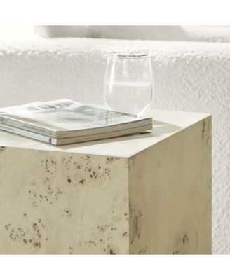 Cosmos 16" Square Burl Wood Side Table