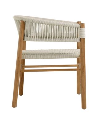  Vienna Outdoor Patio Teak and Rope Curved-Back Dining Armchairs, Set of 2