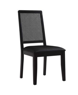 Arlo Faux Leather Upholstered Faux Rattan and Wood Dining Side Chairs, Set of 2