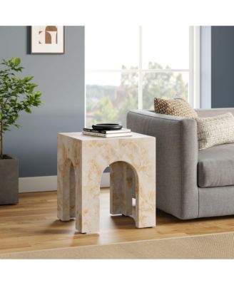 Valen Square Indoor - Outdoor Patio Arched Concrete Side Table