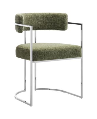 Huron Curved Back Fabric and Metal Dining Accent Chair