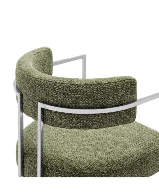Huron Curved Back Fabric and Metal Dining Accent Chair