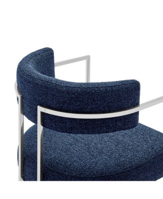 Huron Curved Back Fabric and Metal Dining Accent Chair