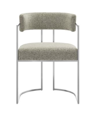 Huron Curved Back Fabric and Metal Dining Accent Chair